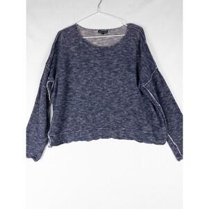 Eileen‎ Fisher Pullover Sweater Womens M Heather Gray Crochet Loose Knit